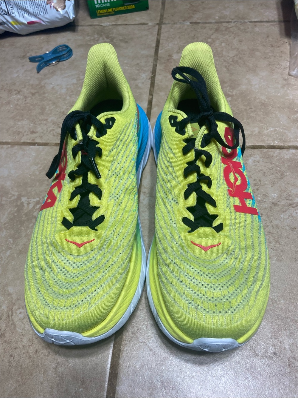 EUC Hoka Size 9B Yellow/Turqouise Mach 5 Running Shoes Profly+